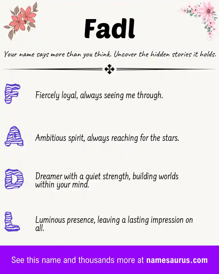 Acrostic poem about Fadl.