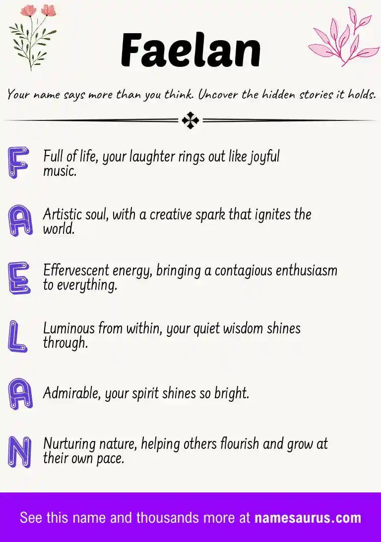 Acrostic poem about Faelan.
