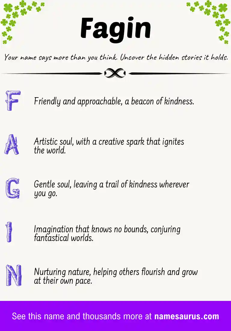 Acrostic poem about Fagin.