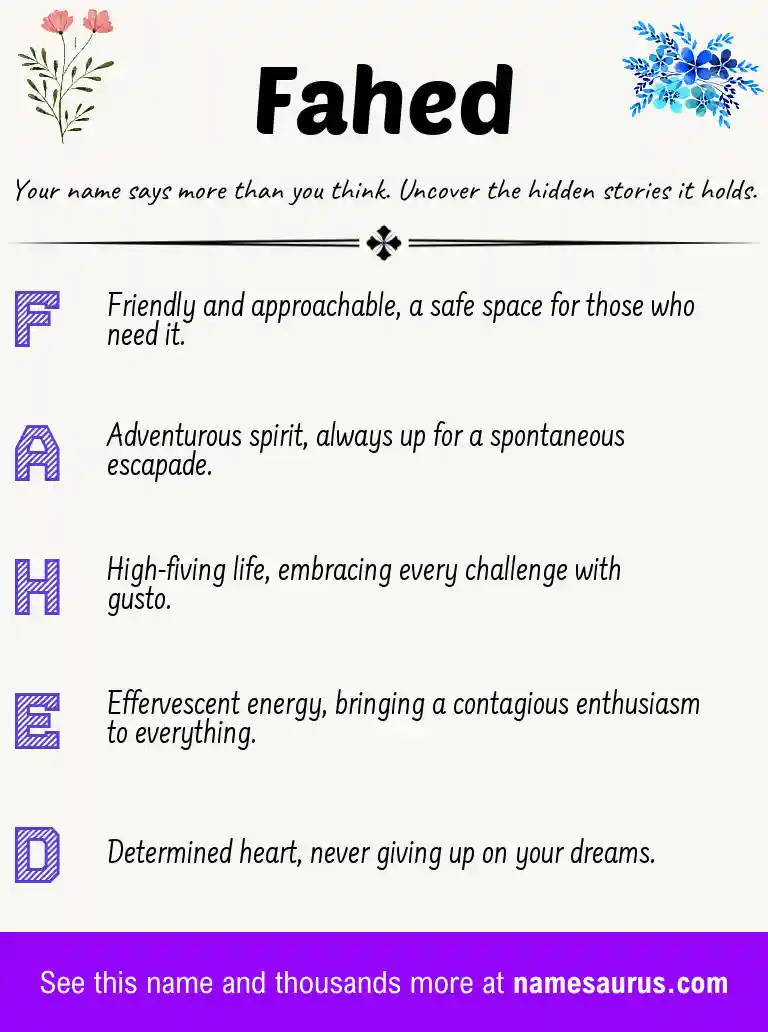 Acrostic poem about Fahed.