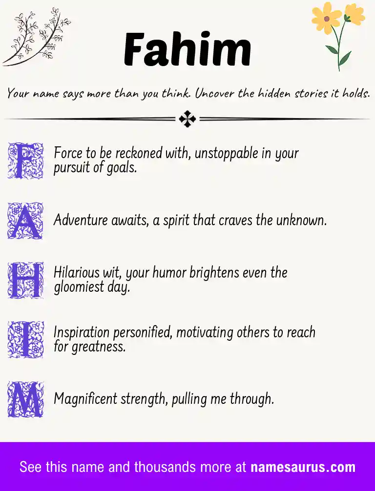 Acrostic poem about Fahim.