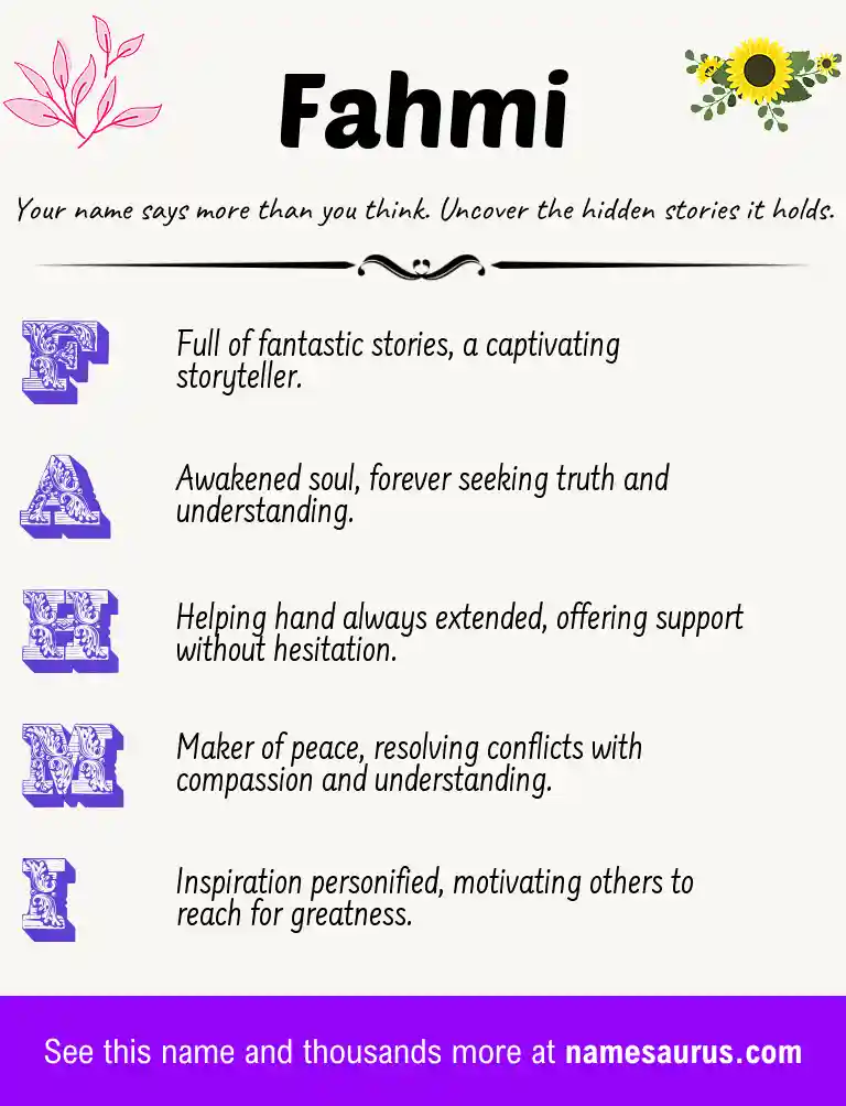 Acrostic poem about Fahmi.