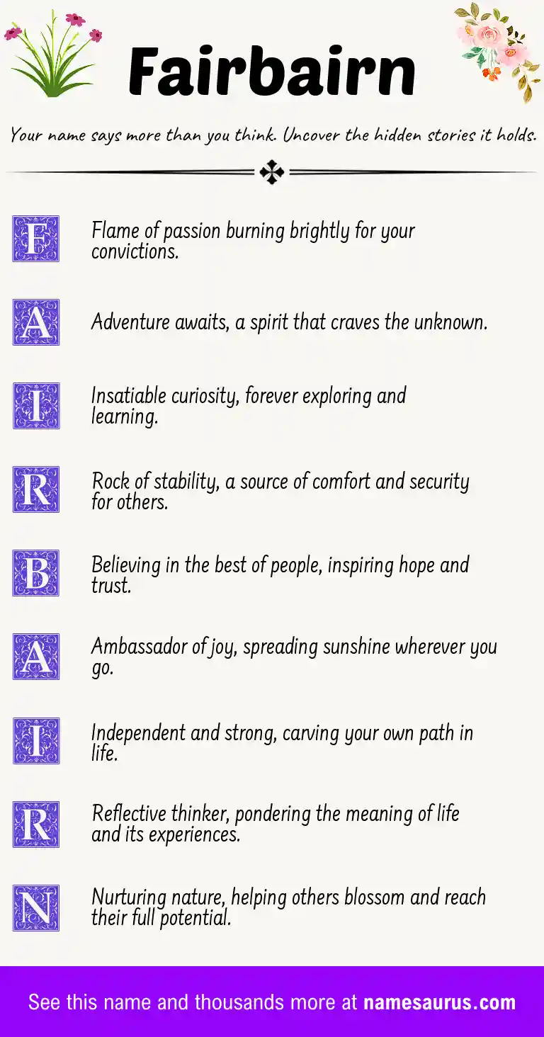 Acrostic poem about Fairbairn.