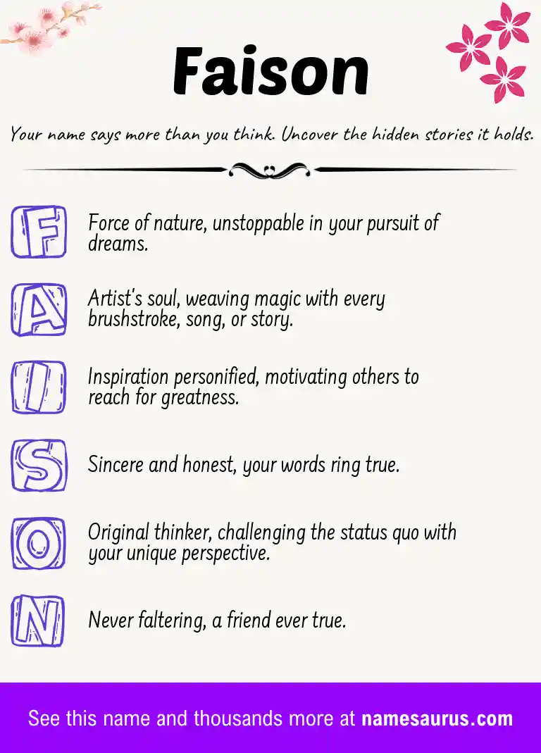 Acrostic poem about Faison.