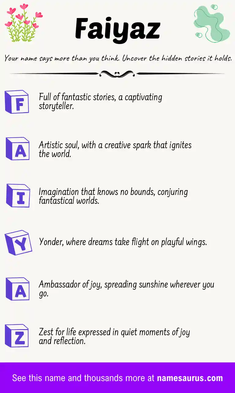Acrostic poem about Faiyaz.