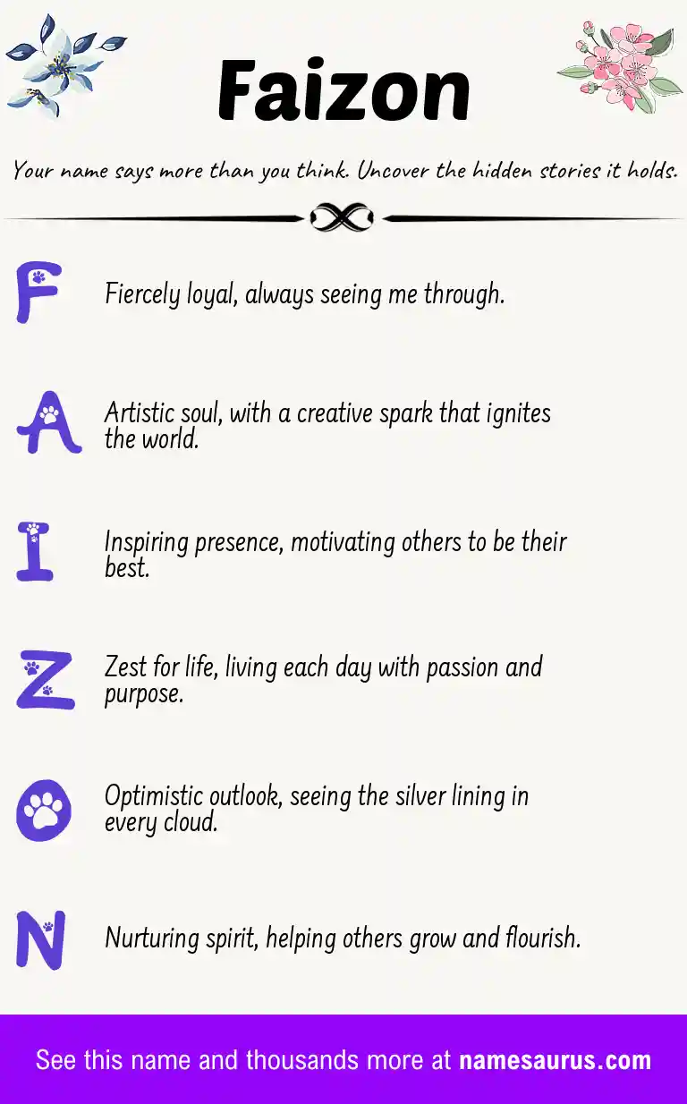 Acrostic poem about Faizon.