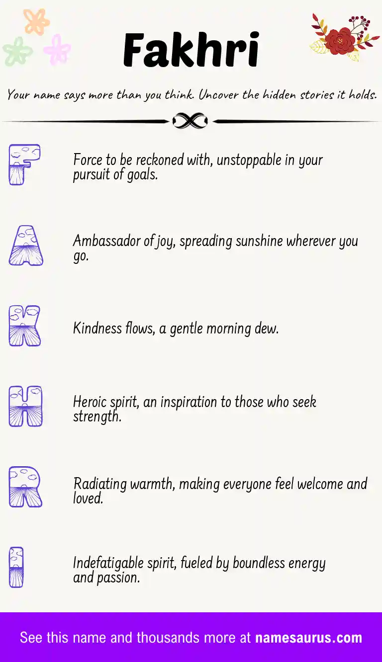 Acrostic poem about Fakhri.