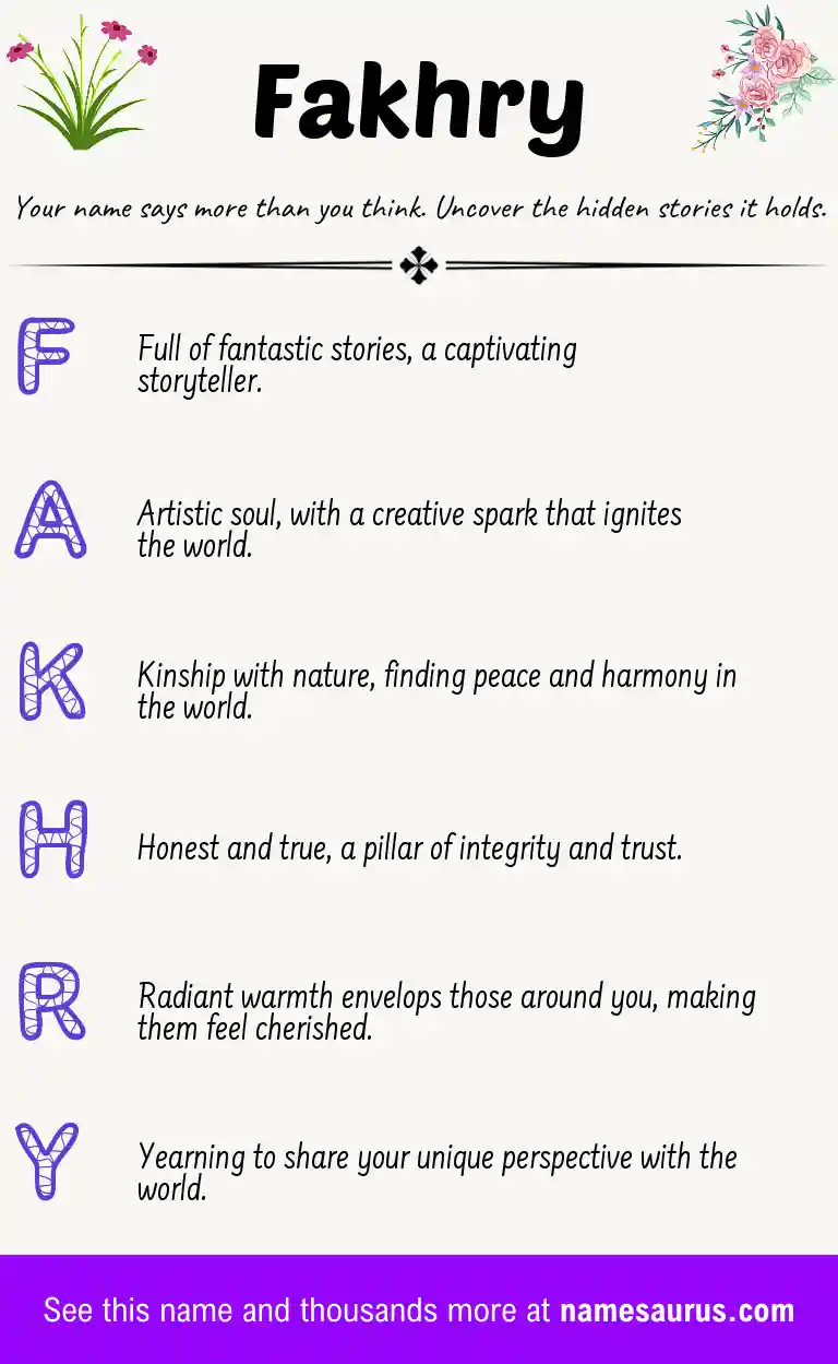 Acrostic poem about Fakhry.