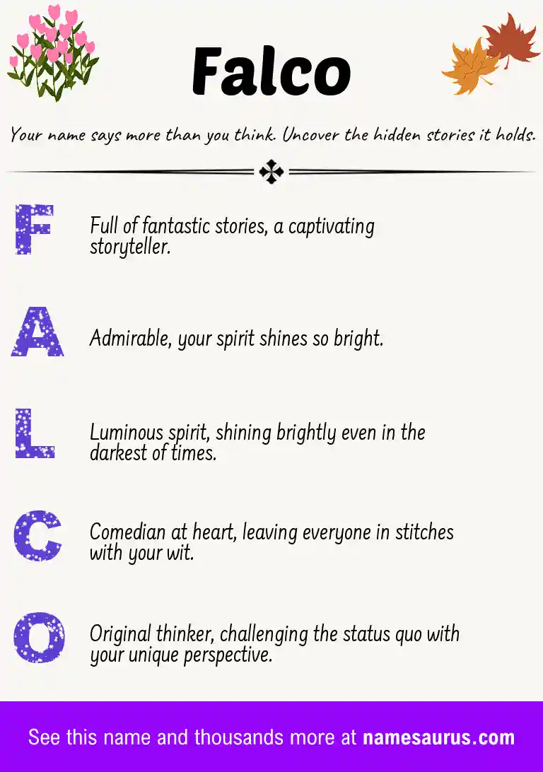 Acrostic poem about Falco.