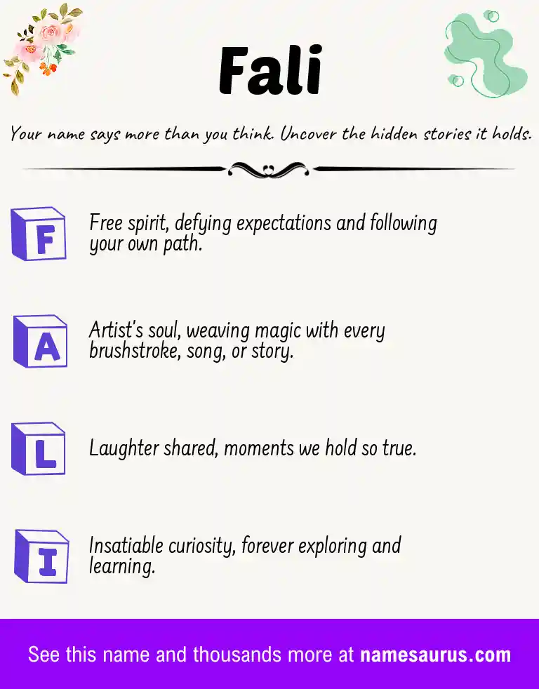 Acrostic poem about Fali.