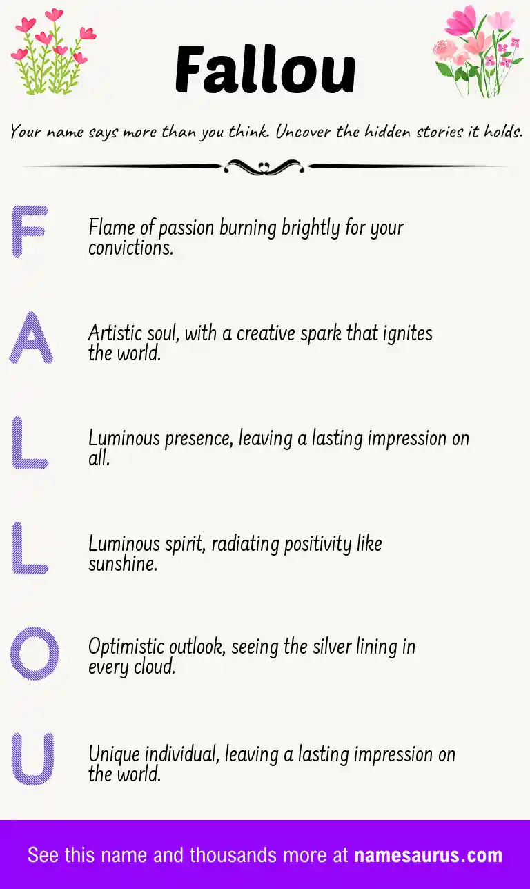 Acrostic poem about Fallou.