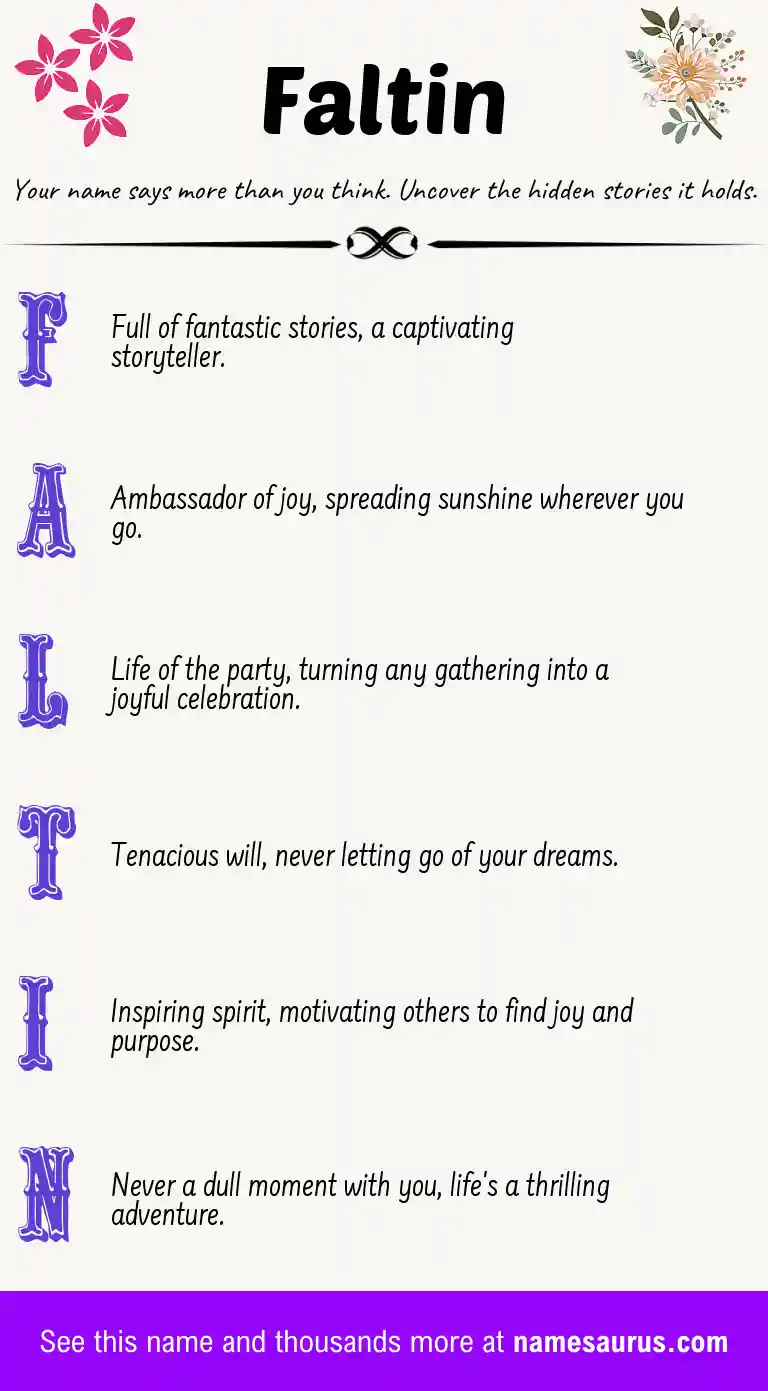 Acrostic poem about Faltin.