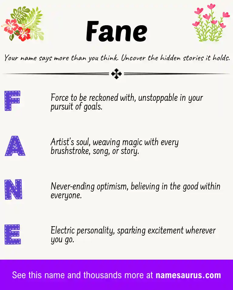 Acrostic poem about Fane.