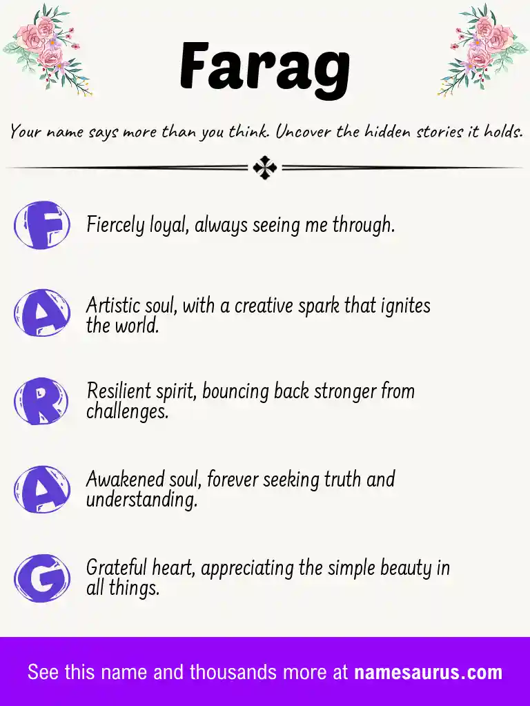 Acrostic poem about Farag.