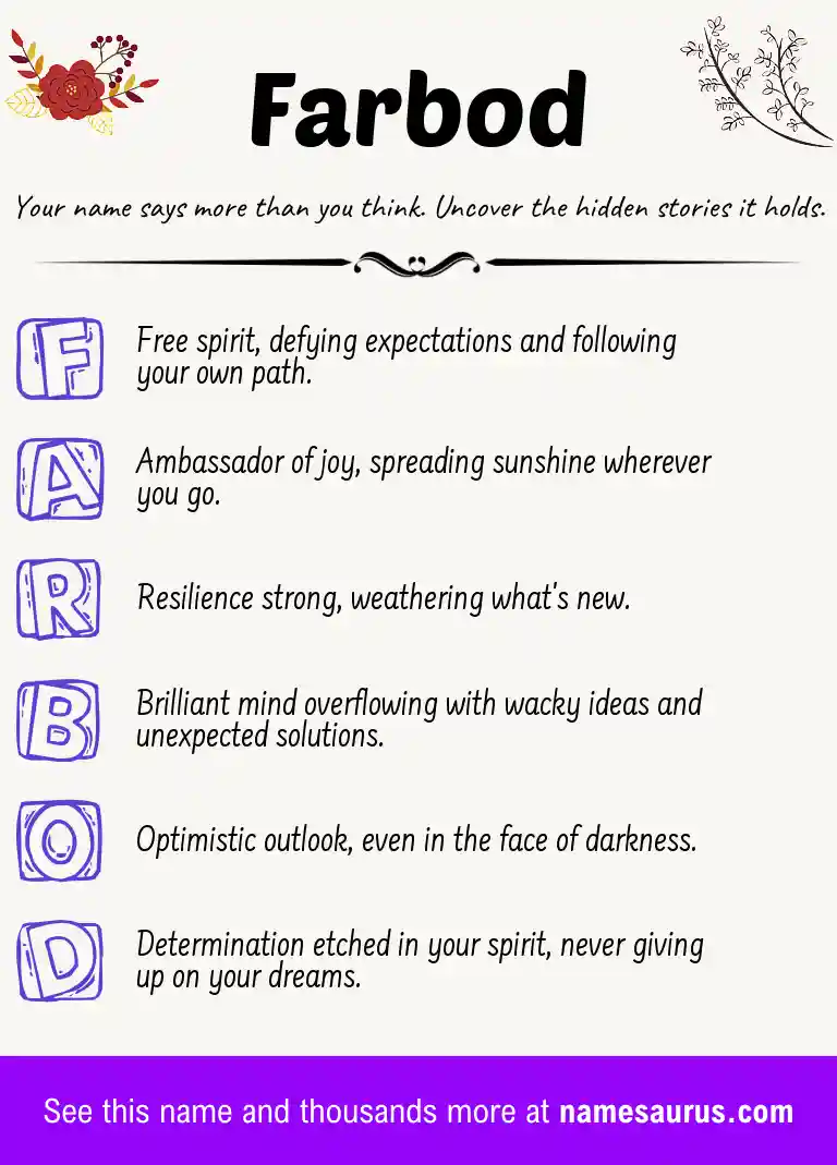 Acrostic poem about Farbod.
