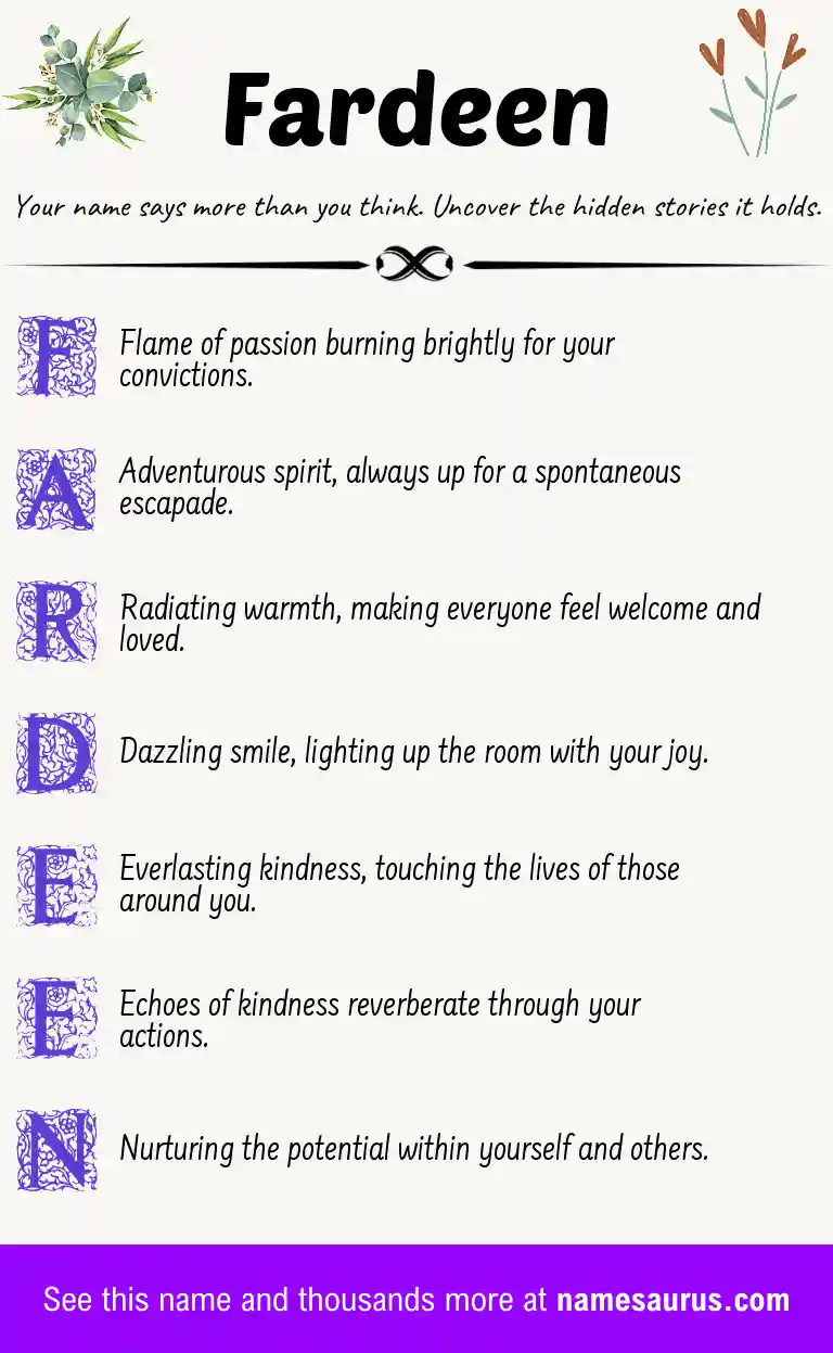 Acrostic poem about Fardeen.