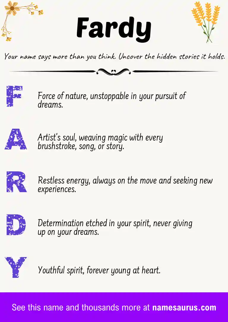 Acrostic poem about Fardy.