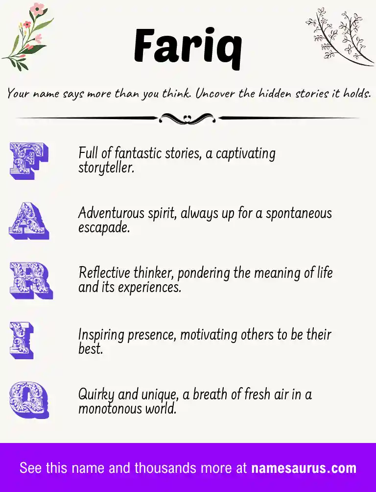 Acrostic poem about Fariq.