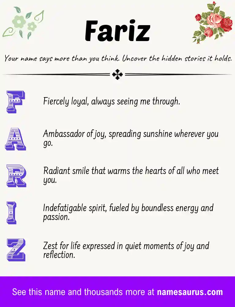Acrostic poem about Fariz.