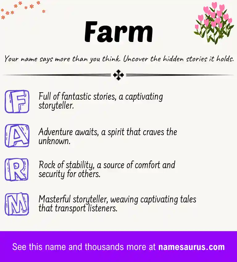Acrostic poem about Farm.