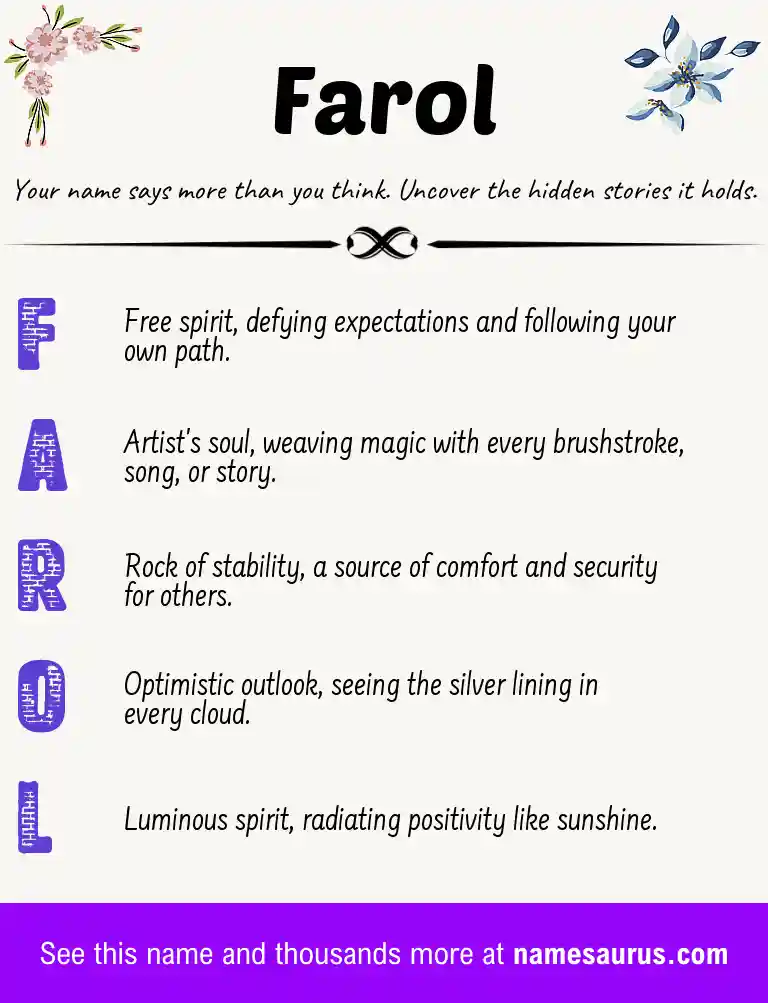 Acrostic poem about Farol.