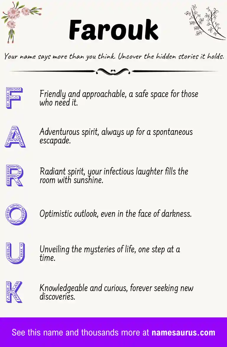 Acrostic poem about Farouk.