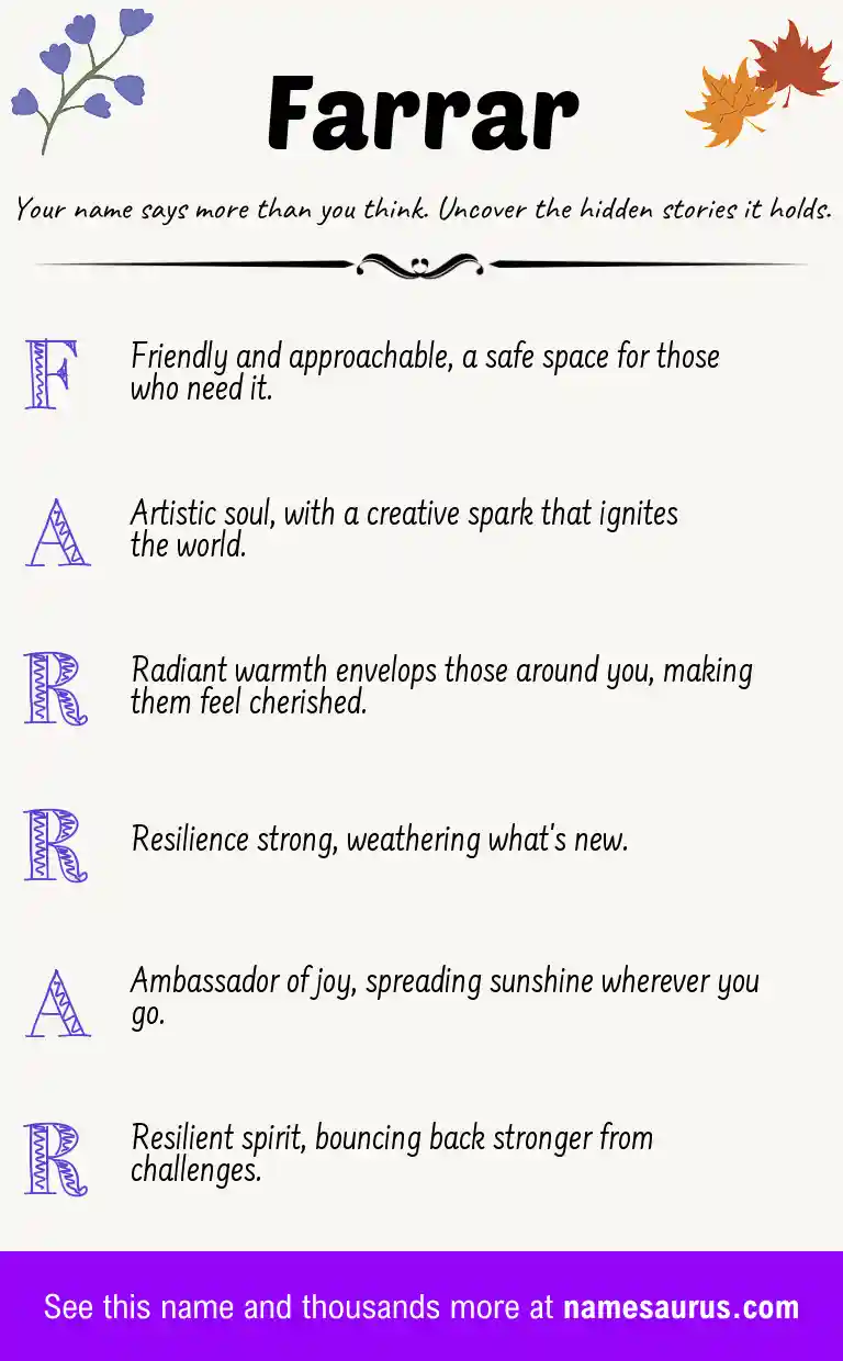 Acrostic poem about Farrar.