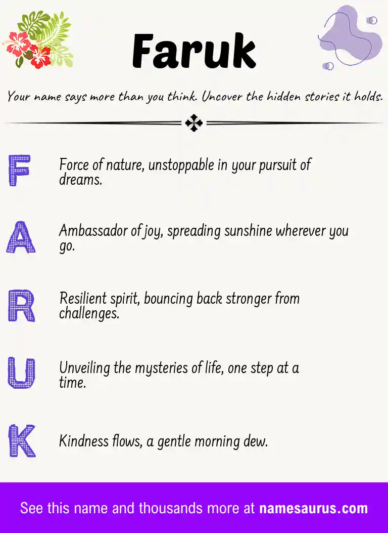 Acrostic poem about Faruk.