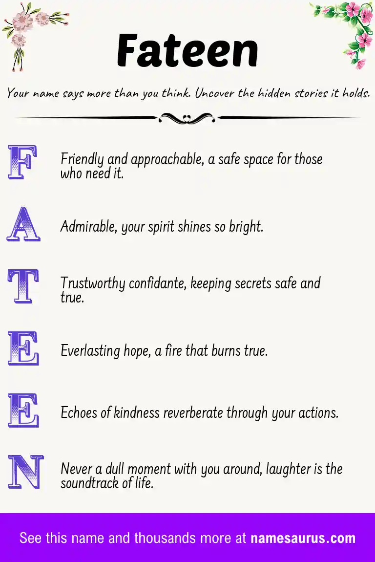 Acrostic poem about Fateen.