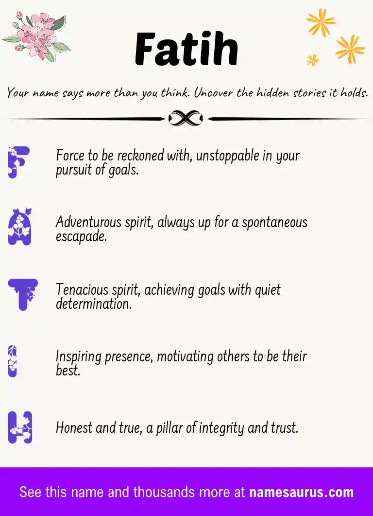 Acrostic poem about Fatih.