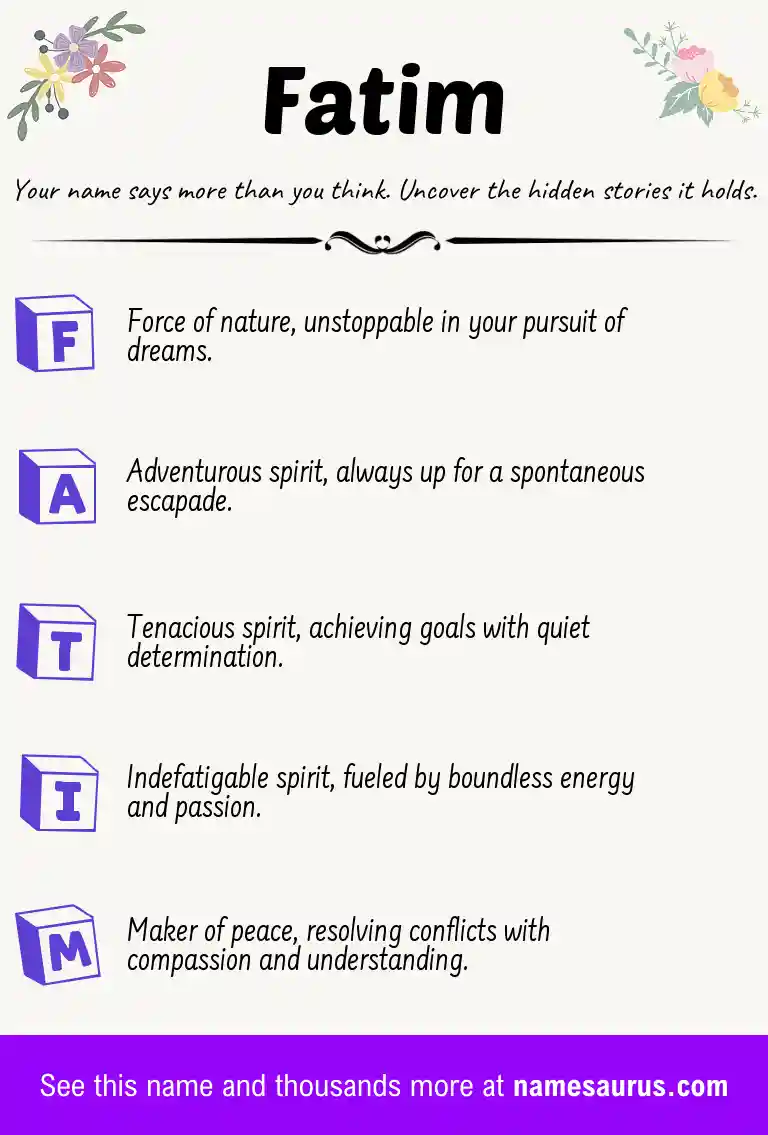 Acrostic poem about Fatim.