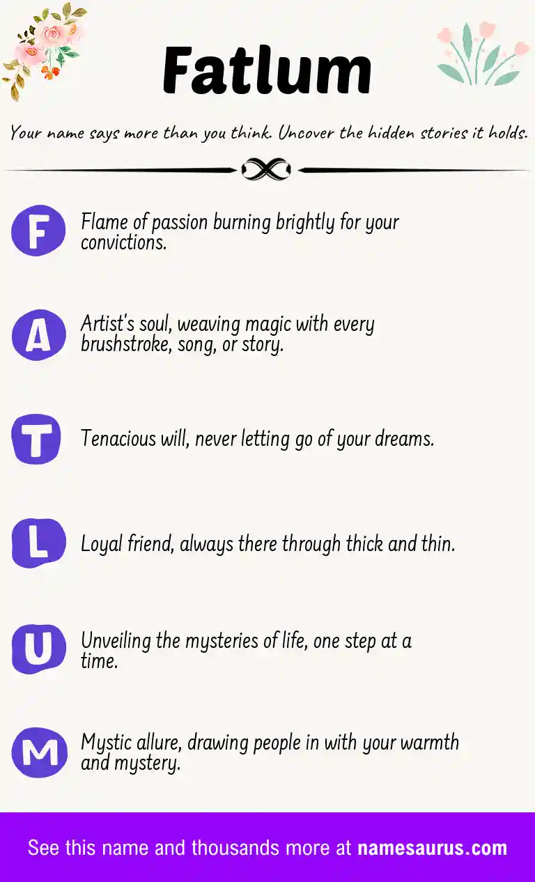 Acrostic poem about Fatlum.