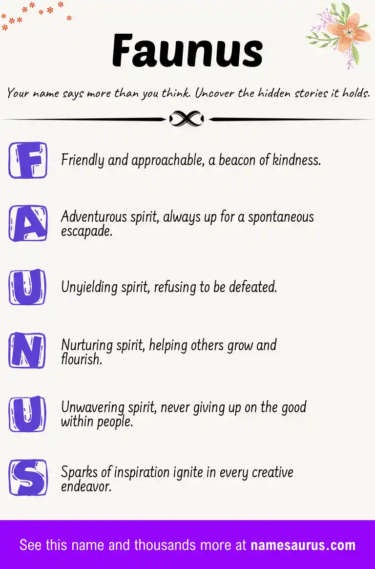 Acrostic poem about Faunus.