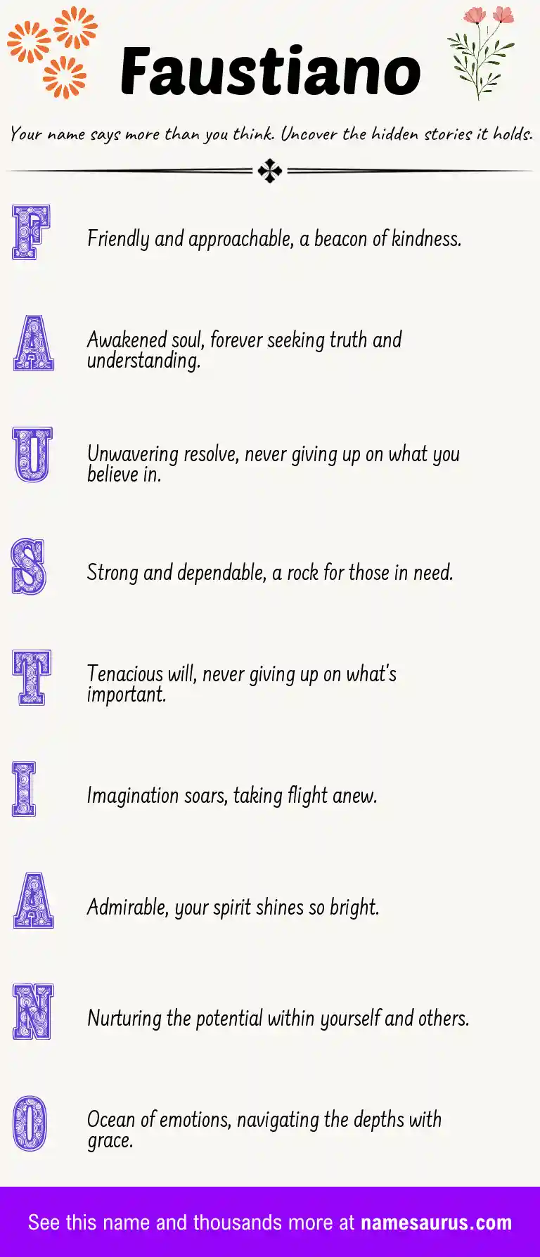 Acrostic poem about Faustiano.