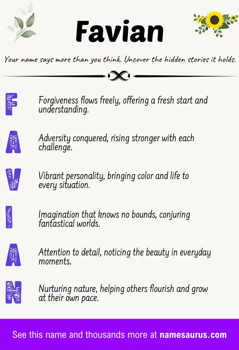 Acrostic poem about Favian.