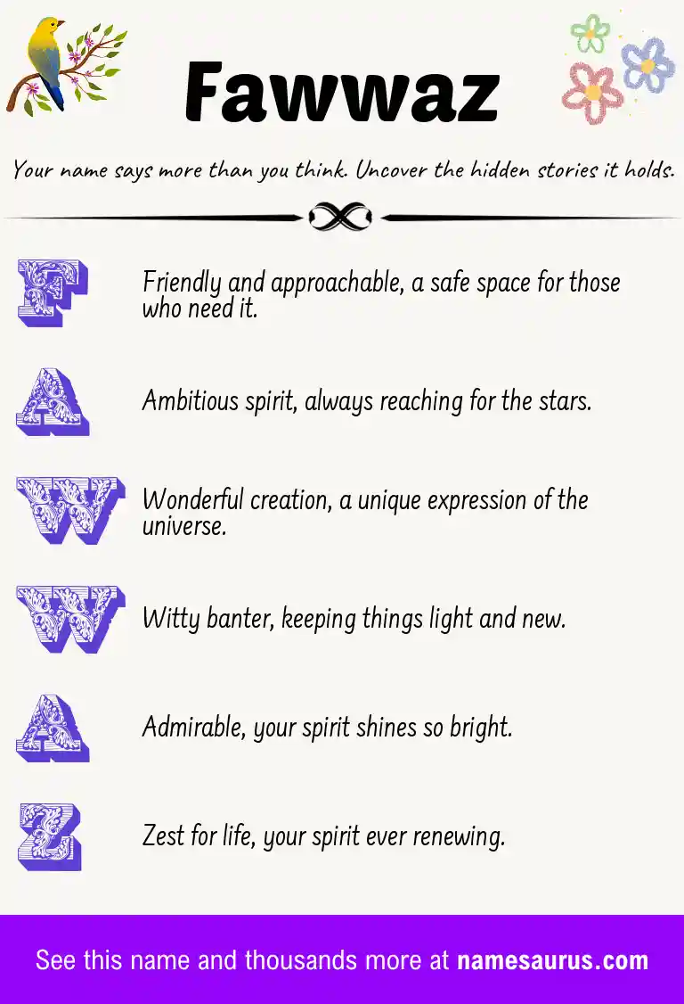 Acrostic poem about Fawwaz.