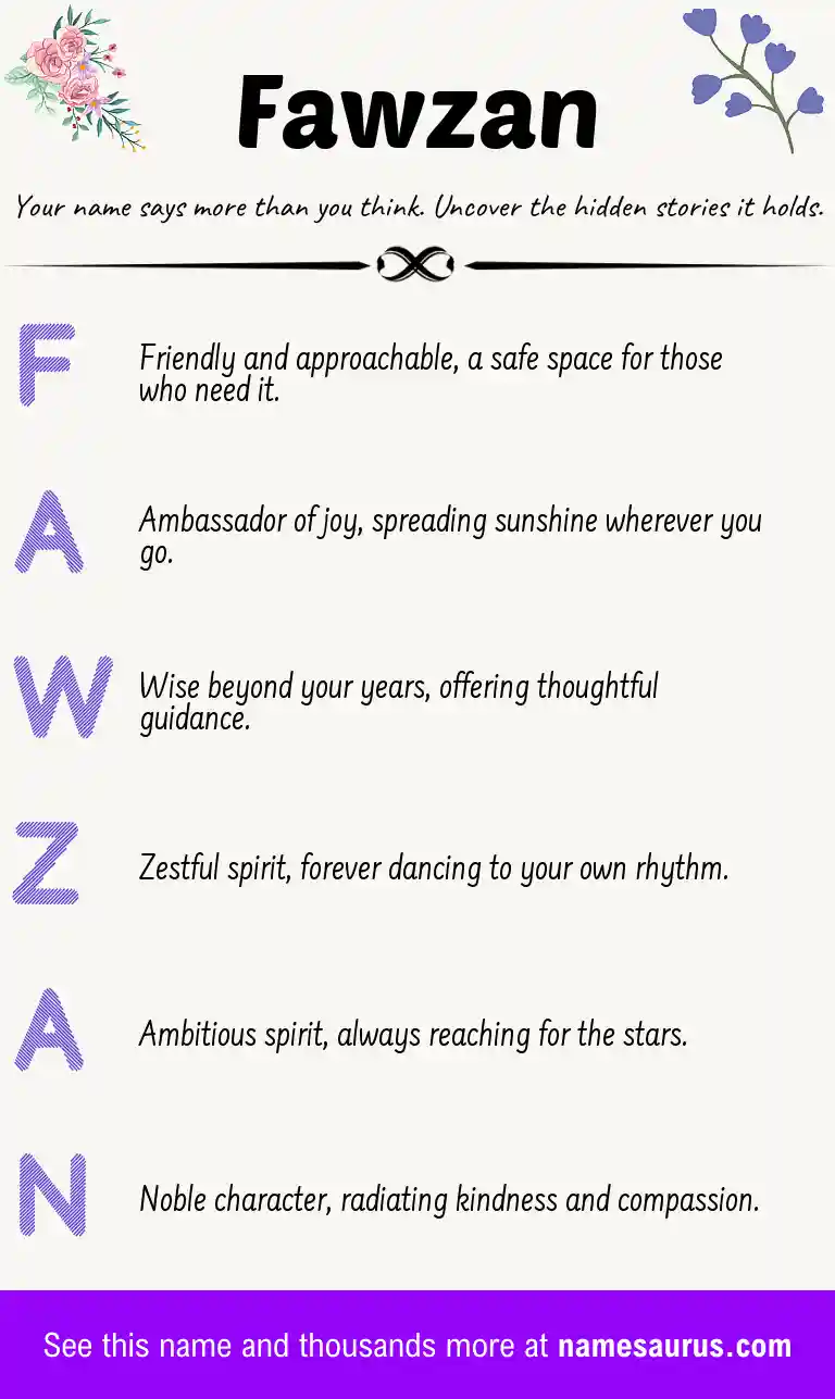 Acrostic poem about Fawzan.