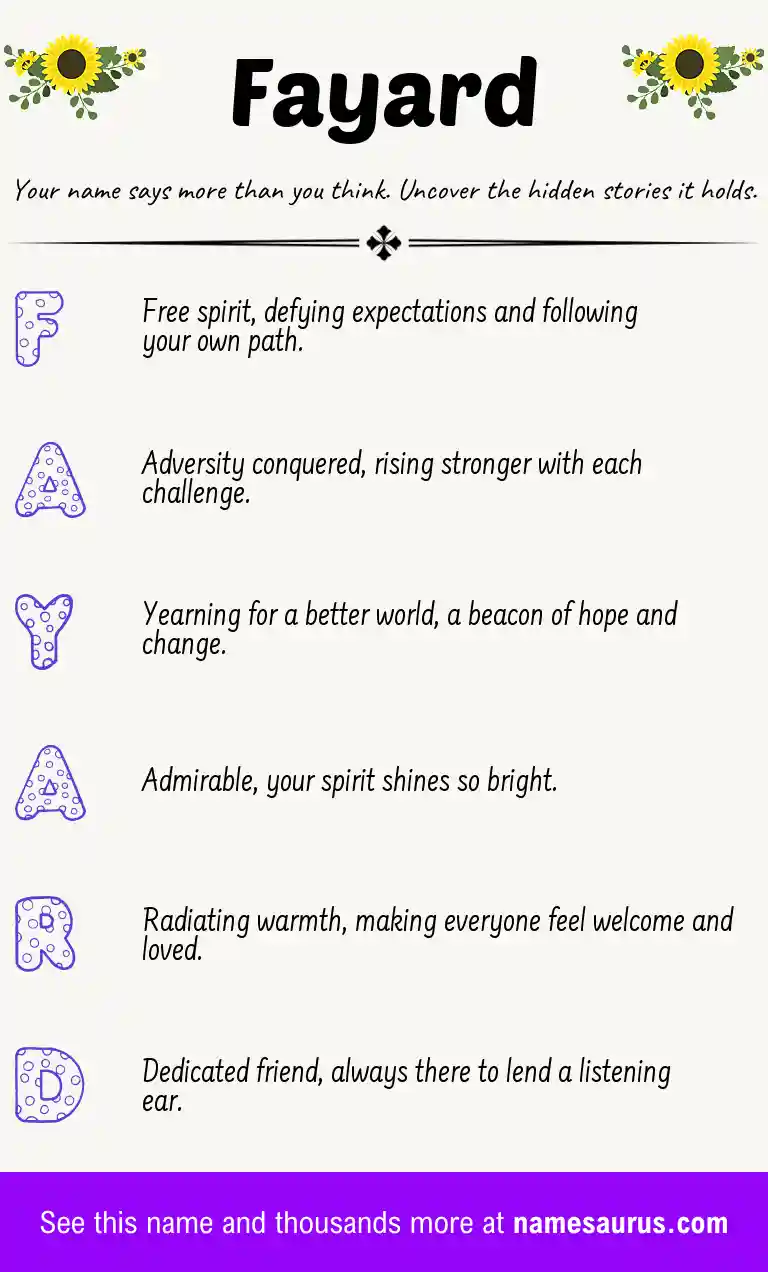 Acrostic poem about Fayard.