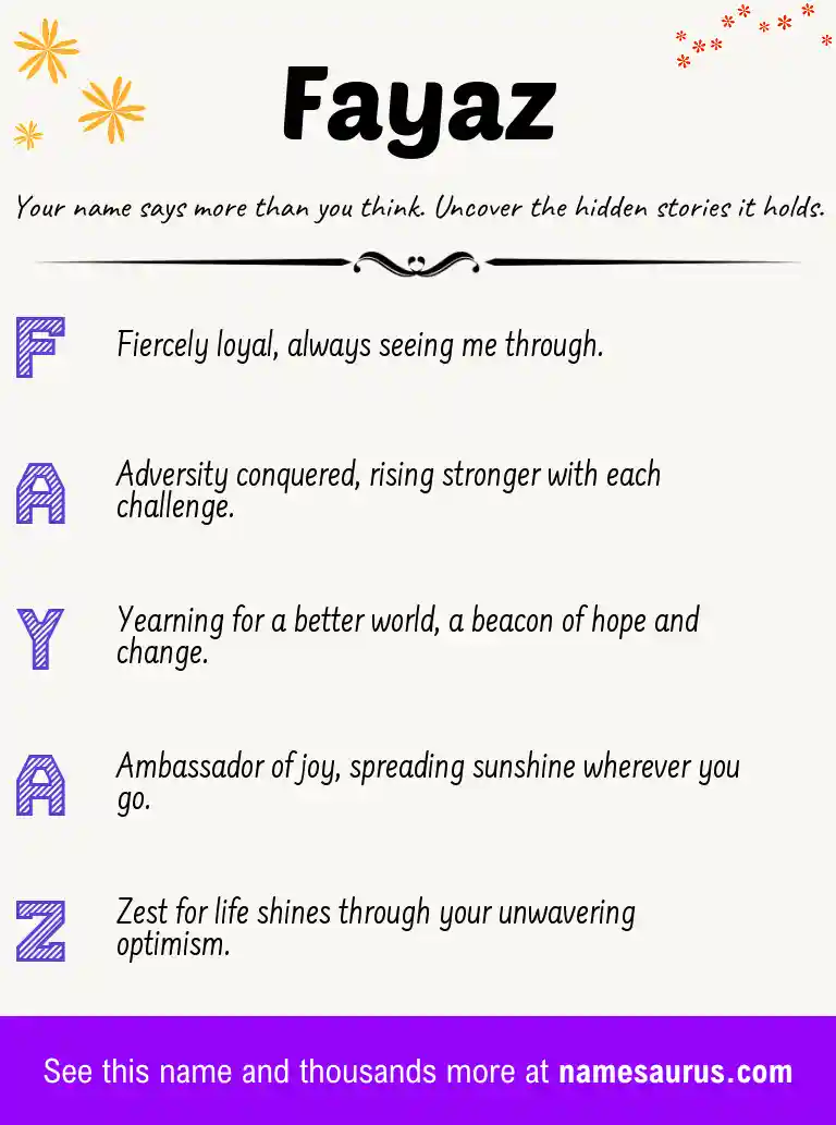 Acrostic poem about Fayaz.