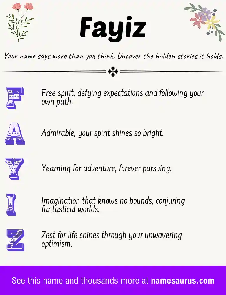 Acrostic poem about Fayiz.