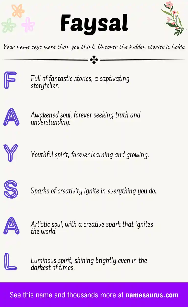 Acrostic poem about Faysal.