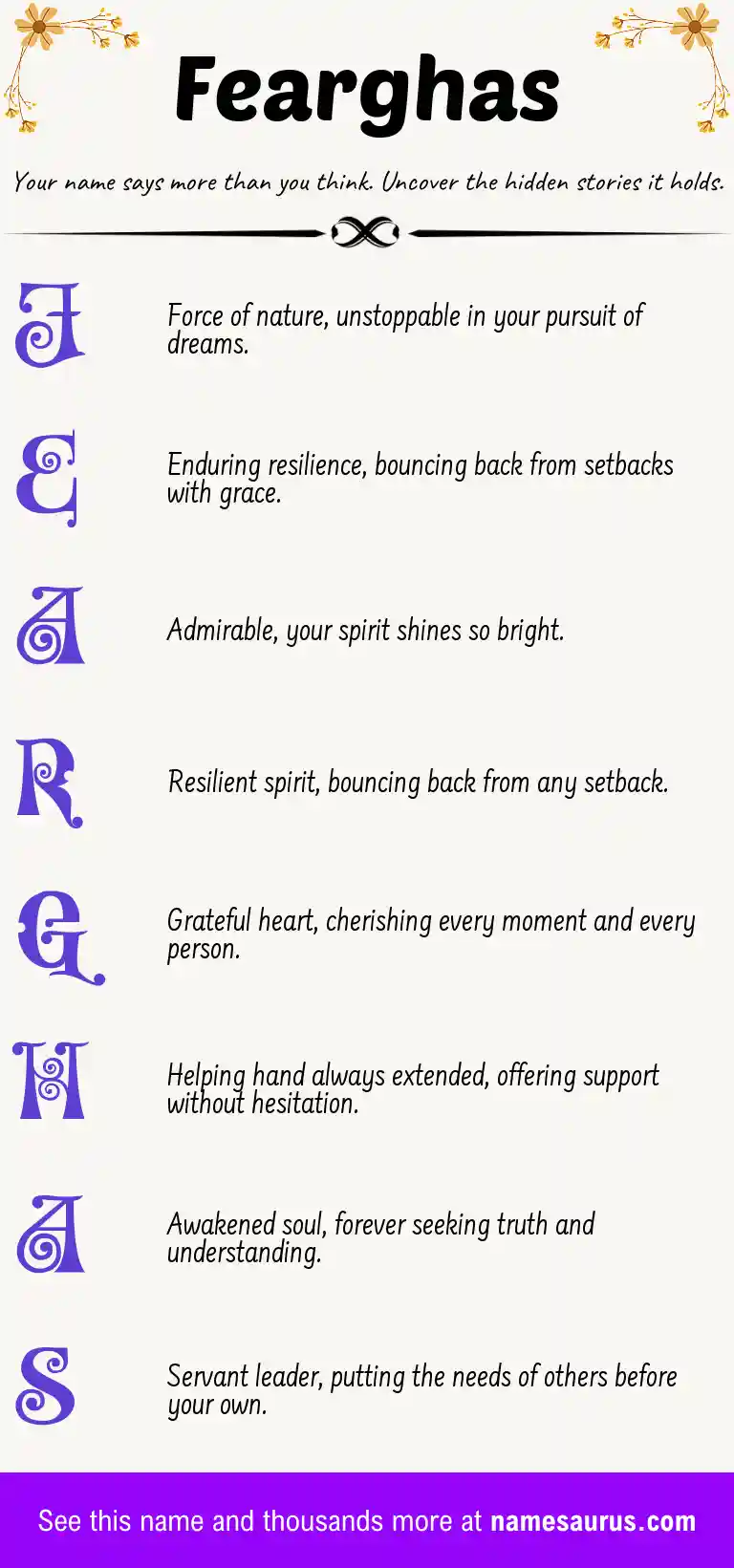 Acrostic poem about Fearghas.
