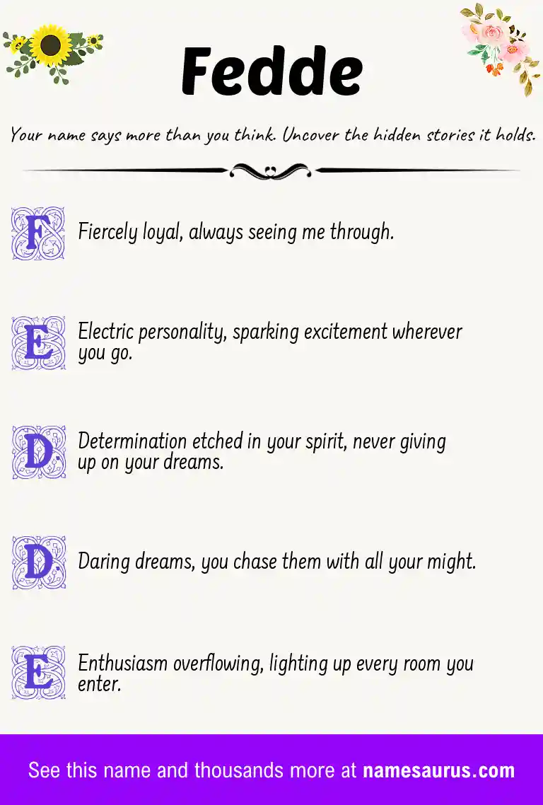 Acrostic poem about Fedde.