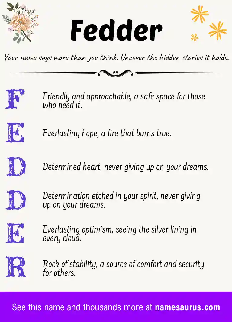 Acrostic poem about Fedder.