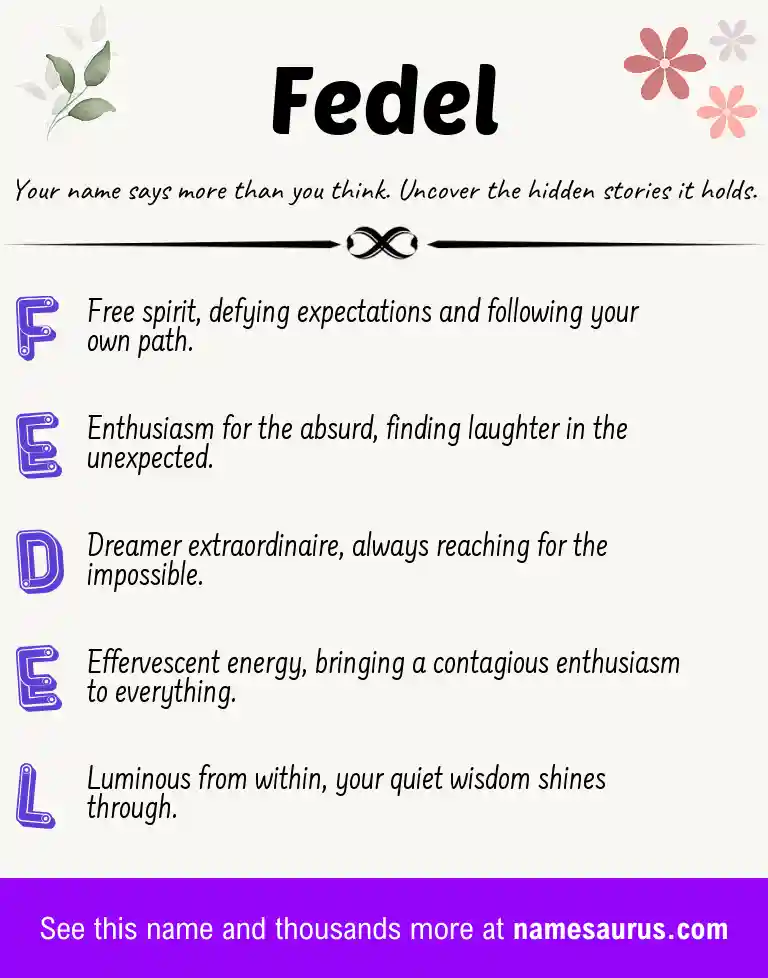 Acrostic poem about Fedel.