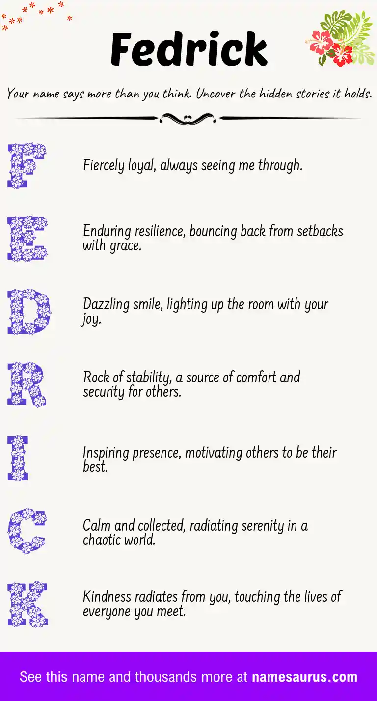 Acrostic poem about Fedrick.
