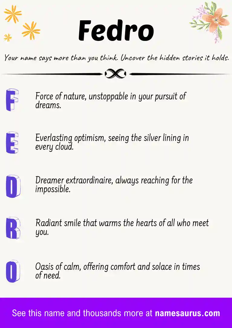 Acrostic poem about Fedro.
