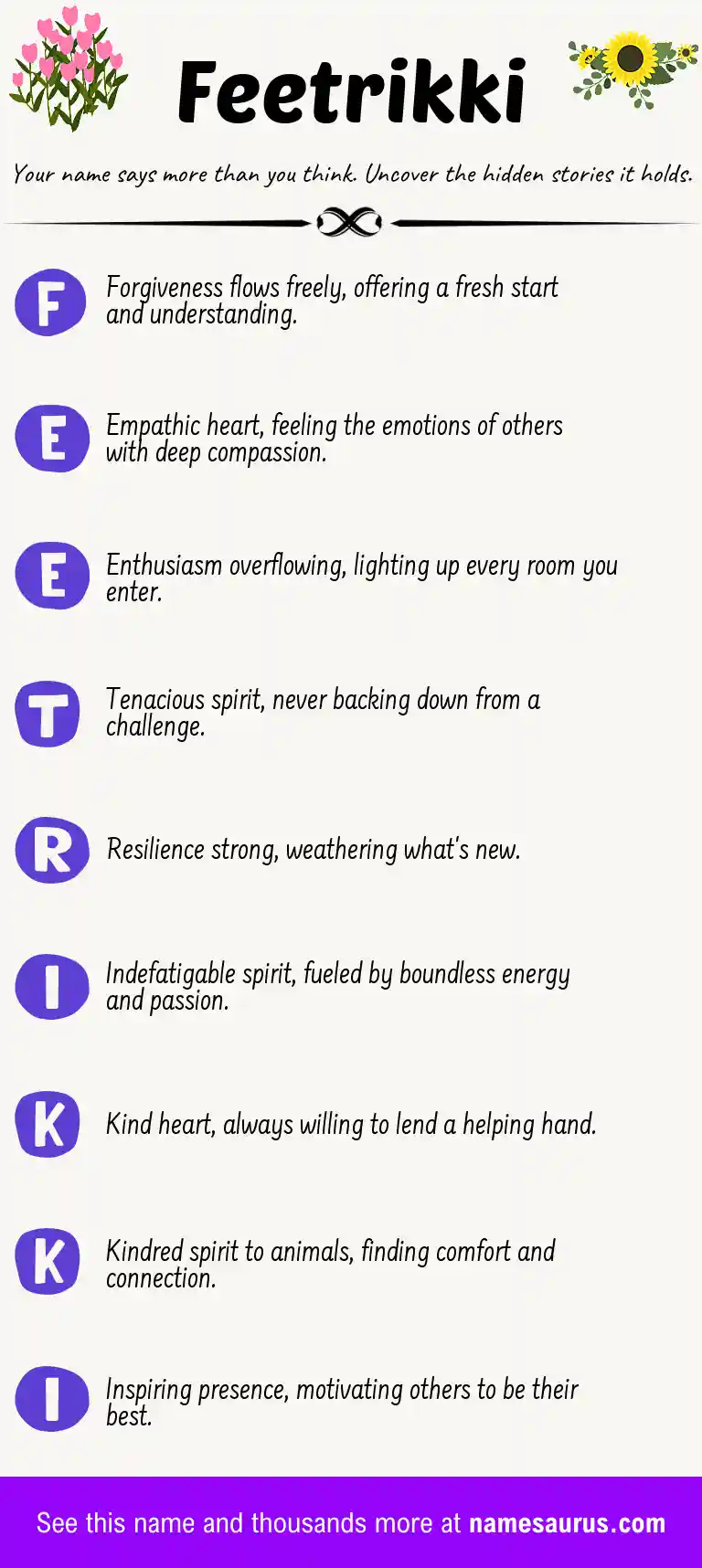 Acrostic poem about Feetrikki.