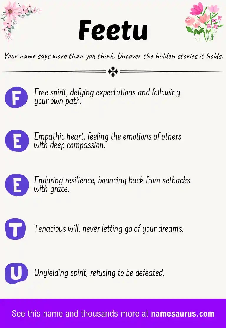 Acrostic poem about Feetu.