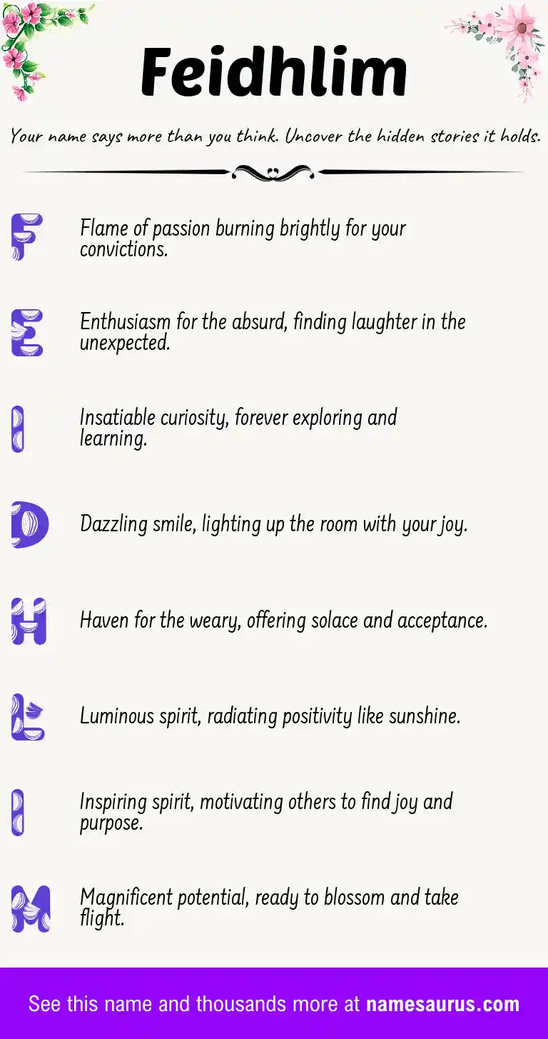 Acrostic poem about Feidhlim.